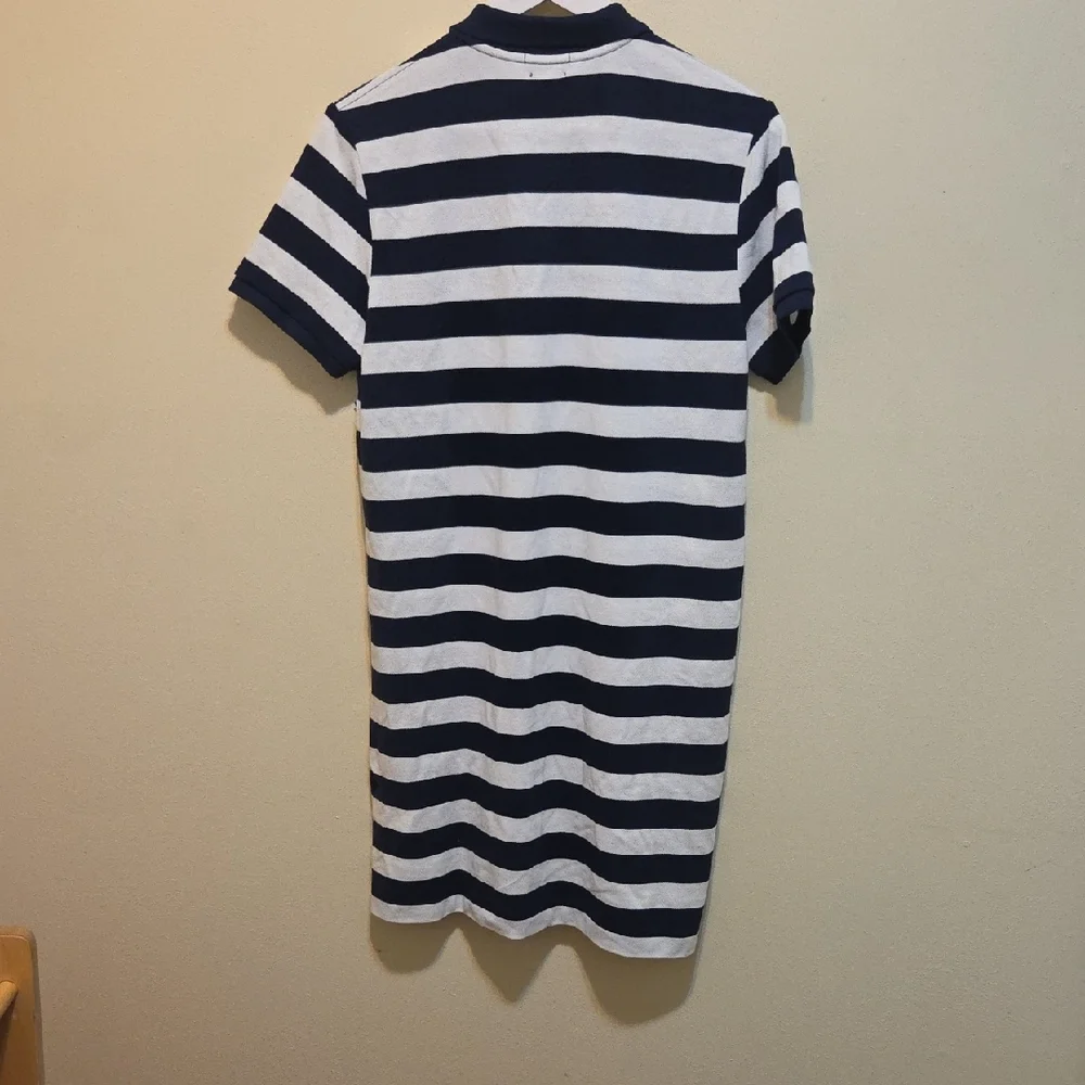 Polo By Ralph Lauren Navy and White Rugby Striped Mini Preppy Dress Size L - Picture 3 of 12